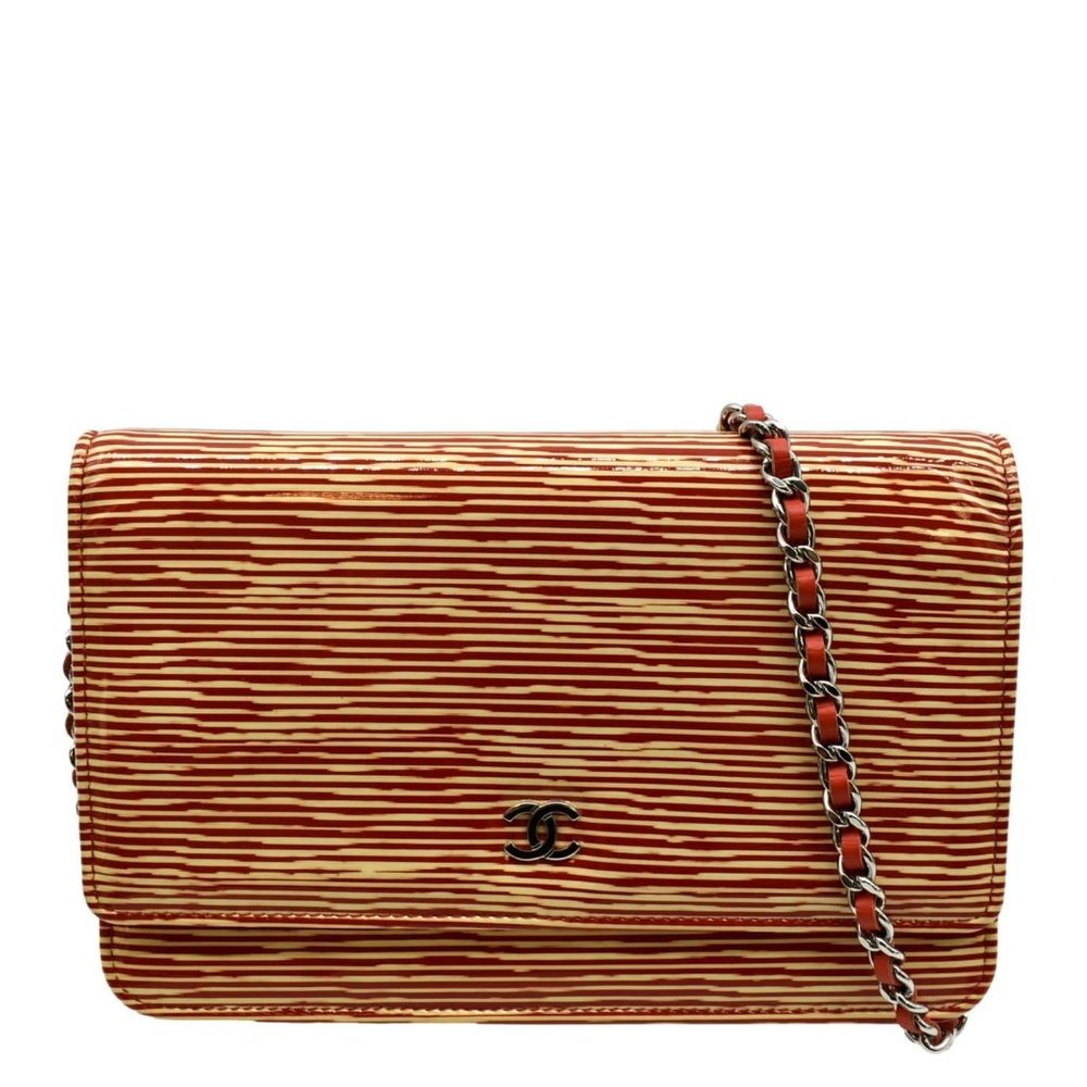 CHANEL CC WOC Leather Wallet On Chain Crossbody Bag Red - Picture 1 of 13